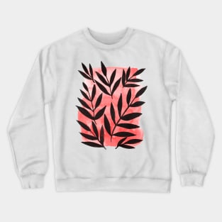 Black branches - red background Crewneck Sweatshirt